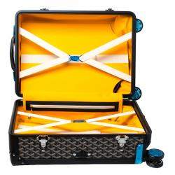 Pre Owned Goyard Black Goyardine Canvas and Leather Bourget PM Trolley