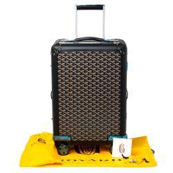 Pre Owned Goyard Black Goyardine Canvas and Leather Bourget PM Trolley