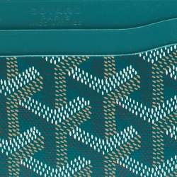 Pre Owned Goyard Green Goyardine Coated Canvas and Leather Saint Sulpice Card Holder