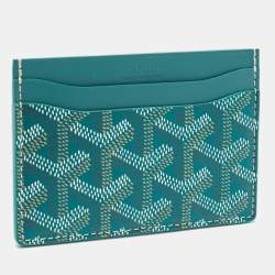 Pre Owned Goyard Green Goyardine Coated Canvas and Leather Saint Sulpice Card Holder