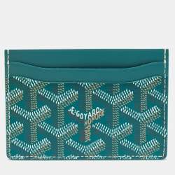 Pre Owned Goyard Green Goyardine Coated Canvas and Leather Saint Sulpice Card Holder