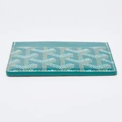 Pre Owned Goyard Green Goyardine Coated Canvas and Leather Saint Sulpice Card Holder