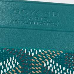Pre Owned Goyard Green Goyardine Coated Canvas and Leather Saint Sulpice Card Holder