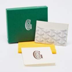 Pre Owned Goyard White Goyardine Coated Canvas and Leather Saint Sulpice Card Holder