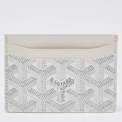 Pre Owned Goyard White Goyardine Coated Canvas and Leather Saint Sulpice Card Holder