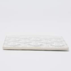 Pre Owned Goyard White Goyardine Coated Canvas and Leather Saint Sulpice Card Holder