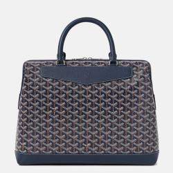 Goyard Navy Blue Leather and Signature Canvas Cisaplin Document Case