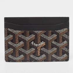 Pre Owned Goyard Black Goyardine Coated Canvas and Leather Saint Sulpice Card Holder
