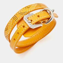 Goyard Edmond Leather Silver Tone Bracelet
