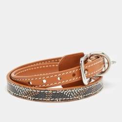 Goyard Edmond Leather Silver Tone Bracelet