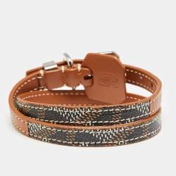 Goyard Edmond Leather Silver Tone Bracelet