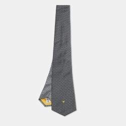 Goyard Grey Patterned Silk Skinny Tie 