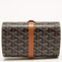 Pre Owned Goyard Double Travel Watch Case Brown Goyardine Coated Canvas and Leather