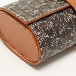 Pre Owned Goyard Double Travel Watch Case Brown Goyardine Coated Canvas and Leather