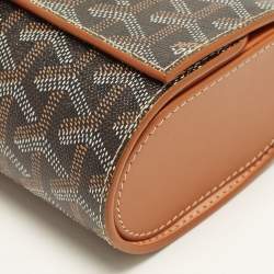 Pre Owned Goyard Double Travel Watch Case Brown Goyardine Coated Canvas and Leather