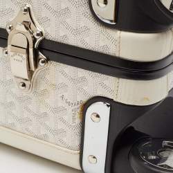 Goyard White Goyardine Coated Canvas and Leather Bourget PM Trolley Case