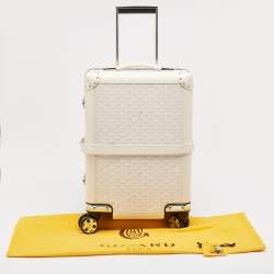 Goyard White Goyardine Coated Canvas and Leather Bourget PM Trolley Case