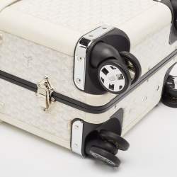 Goyard White Goyardine Coated Canvas and Leather Bourget PM Trolley Case