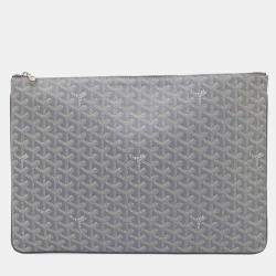 Goyard Gray Pvc Coated Canvas Senna GM Clutch Bag