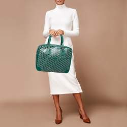 Pre Owned Goyard Green Goyardine Coated Canvas and Leather Ambassade PM Briefcase