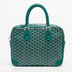 Pre Owned Goyard Green Goyardine Coated Canvas and Leather Ambassade PM Briefcase