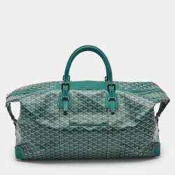 Pre Owned Goyard Green Goyardine Coated Canvas and Leather Bowling 55 bag
