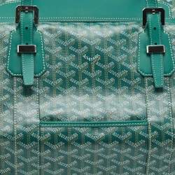 Pre Owned Goyard Green Goyardine Coated Canvas and Leather Bowling 55 bag