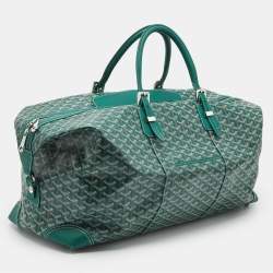 Pre Owned Goyard Green Goyardine Coated Canvas and Leather Bowling 55 bag
