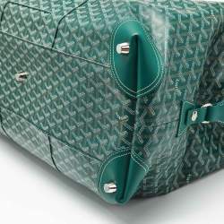 Pre Owned Goyard Green Goyardine Coated Canvas and Leather Bowling 55 bag