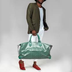 Pre Owned Goyard Green Goyardine Coated Canvas and Leather Bowling 55 bag