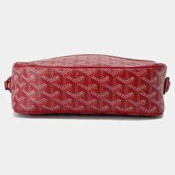 Pre Owned Goyard Cup Vert PM Red Coated Canvas Leather Shoulder Bag