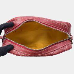 Pre Owned Goyard Cup Vert PM Red Coated Canvas Leather Shoulder Bag