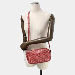 Pre Owned Goyard Cup Vert PM Red Coated Canvas Leather Shoulder Bag