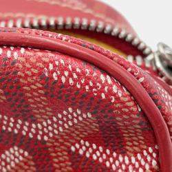 Pre Owned Goyard Cup Vert PM Red Coated Canvas Leather Shoulder Bag