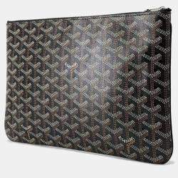 Pre Owned Goyard Senna MM Black PVC Leather Clutch Bag