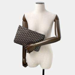 Pre Owned Goyard Senna MM Black PVC Leather Clutch Bag