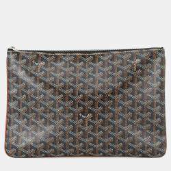 Pre Owned Goyard Senna Clutch Bag Black/Natural senat Pvc Leather Size Mm