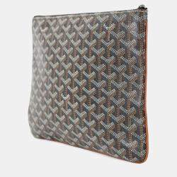 Pre Owned Goyard Senna Clutch Bag Black/Natural senat Pvc Leather Size Mm