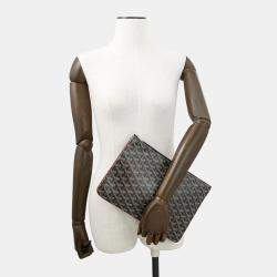 Pre Owned Goyard Senna Clutch Bag Black/Natural senat Pvc Leather Size Mm