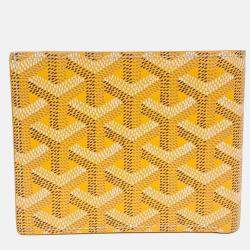 Pre Owned Goyard Yellow Coated Canvas Macage Bigtoire Half Wallet