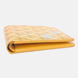 Pre Owned Goyard Yellow Coated Canvas Macage Bigtoire Half Wallet
