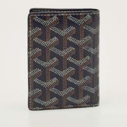 Pre Owned Goyard Saint Marc Navy Blue Goyardine Coated Canvas Card Holder