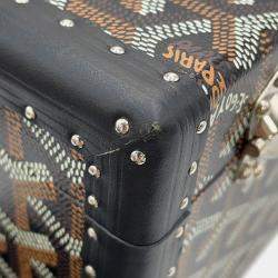 Pre Owned Goyard Joux Watch Trunk For 6 Watches Black Pvc Leather