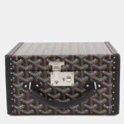 Pre Owned Goyard Joux Watch Trunk For 6 Watches Black Pvc Leather