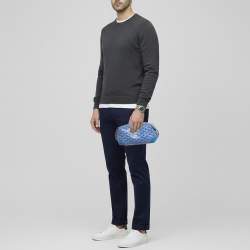 Pre Owned Goyard Boeing 25 Trousse Blue Goyardine Coated Canvas Pouch
