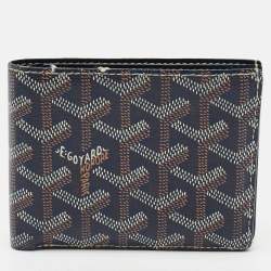 Pre Owned Goyard Victoire Navy Blue Goyardine Coated Canvas Bifold Wallet