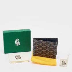 Pre Owned Goyard Victoire Navy Blue Goyardine Coated Canvas Bifold Wallet