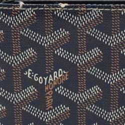 Pre Owned Goyard Victoire Navy Blue Goyardine Coated Canvas Bifold Wallet