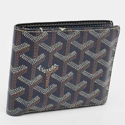 Pre Owned Goyard Victoire Navy Blue Goyardine Coated Canvas Bifold Wallet