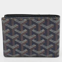 Pre Owned Goyard Victoire Navy Blue Goyardine Coated Canvas Bifold Wallet